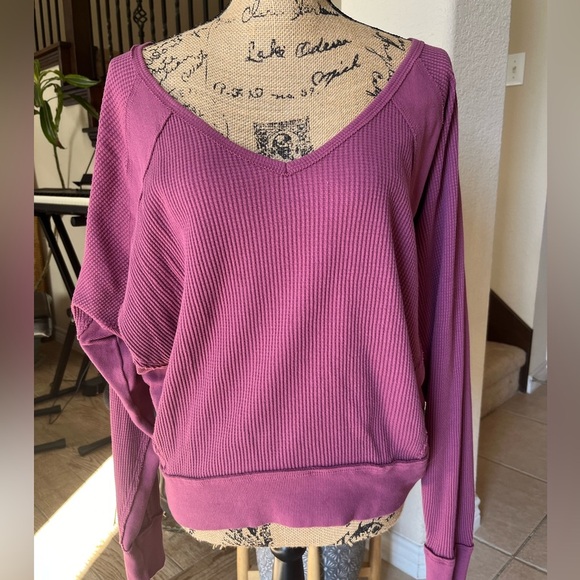 Free People Santa Clara Thermal Top- Mulberry - Picture 4 of 5